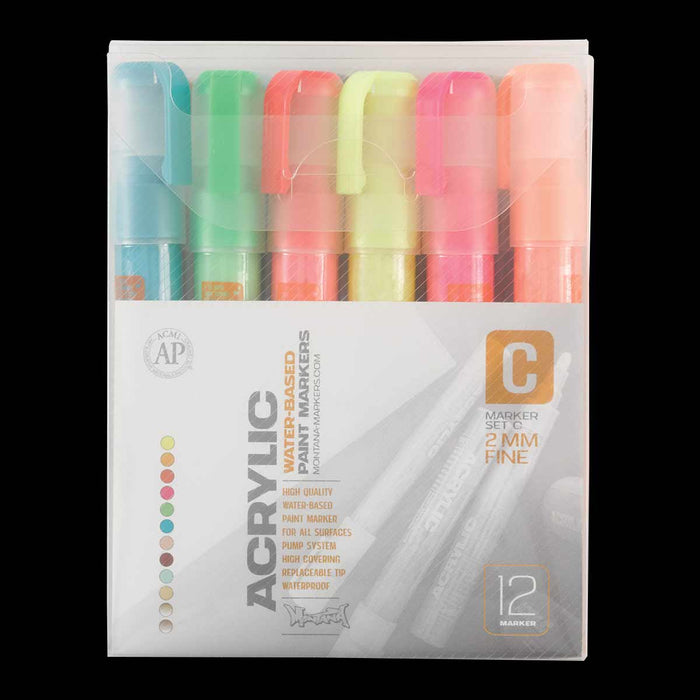 Montana Acrylic Marker Set C - 12 Fine (2mm)