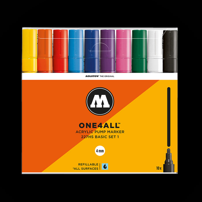 Molotow : One4All : 127HS : Acrylic Marker : Basic Set 3 : 10 Colors
