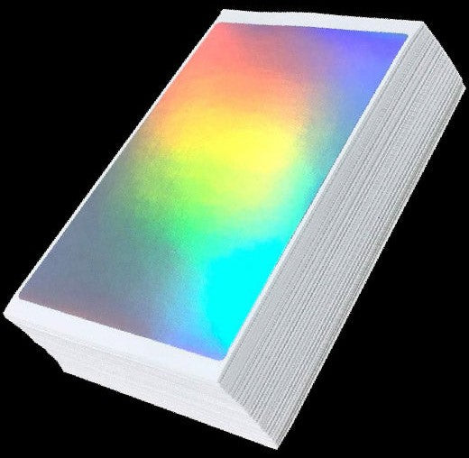 Stack of holographic eggshell blank stickers
